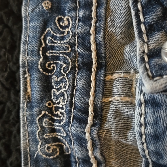 Miss Me Denim Jeans with Embellished Pockets Cuffed Straight - Picture 2 of 11